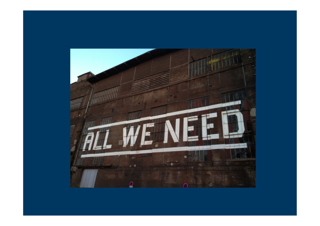 All we need. Belval Hauts-Fourneaux is reviving itself with biotechnology and art. I the context of the data analysis meeting this question is quite provocative. Do we have all we need?