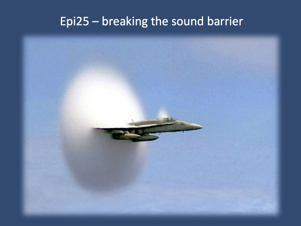 Breaking the sound barrier of epilepsy genetics. The Epi25 will project will allow us to hunt epilepsy genes on an unprecedented scale. We need this project to take our next, necessary step in epilepsy genetics as this is dictated by the complex genetic architecture of many common epilepsy. Epi25 still needs a convincing and strong slogan to drive this point home. While our creative wheels are still spinning to come up with good suggestions, here’s our idea of a sound barrier. Epi25 will accelerate our current efforts to Mach 3. 